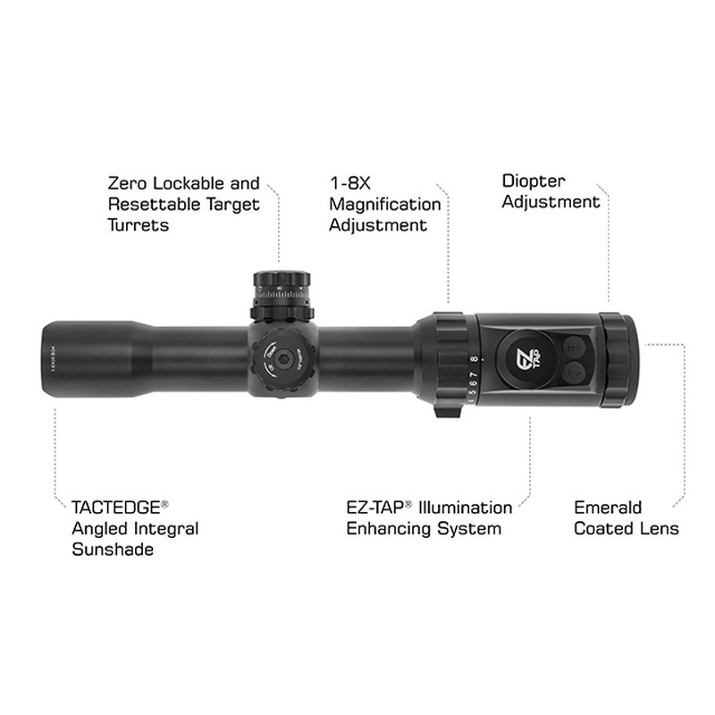 Прицел LEAPERS Accushot T8 Tactical 1-8X28, 30мм, грав.BG4, подсв.IE36, кронштейн ACCU-SYNC®, 510г 4 riczel-leapers-accushot-t8-tactical-1-8x28-grav-bg4
