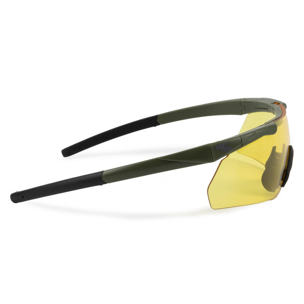 Очки стрелковые ShotTime Caracal, защитные, зелёные, линза жёлтая