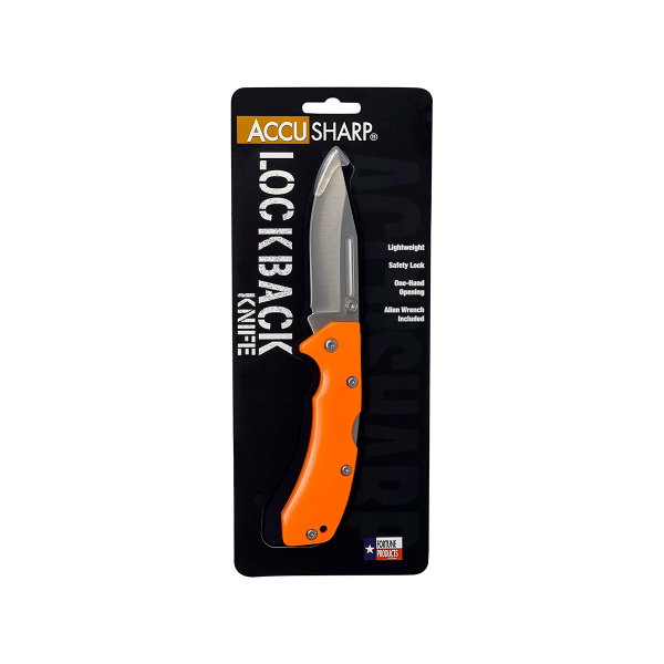 Нож складной AccuSharp Lockback Knife, нержавеющая сталь G10 оранжевый