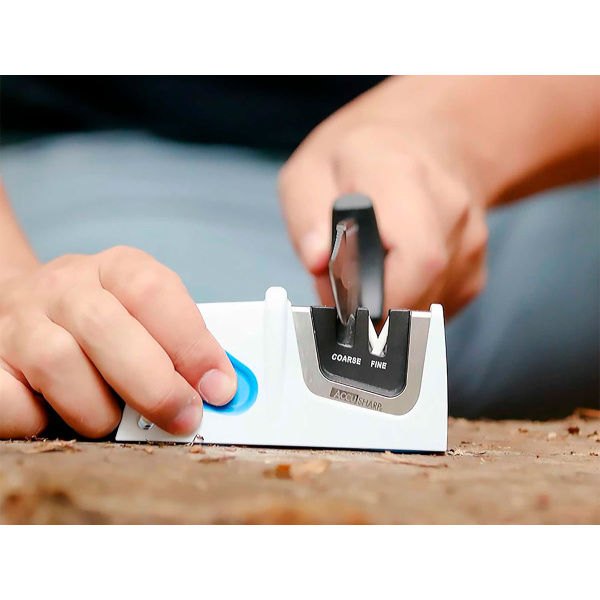 Точилка для ножей AccuSharp Compact Pull-Through, белый/голубой