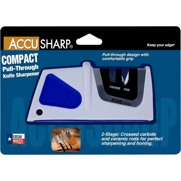Точилка для ножей AccuSharp Compact Pull-Through, белый/голубой